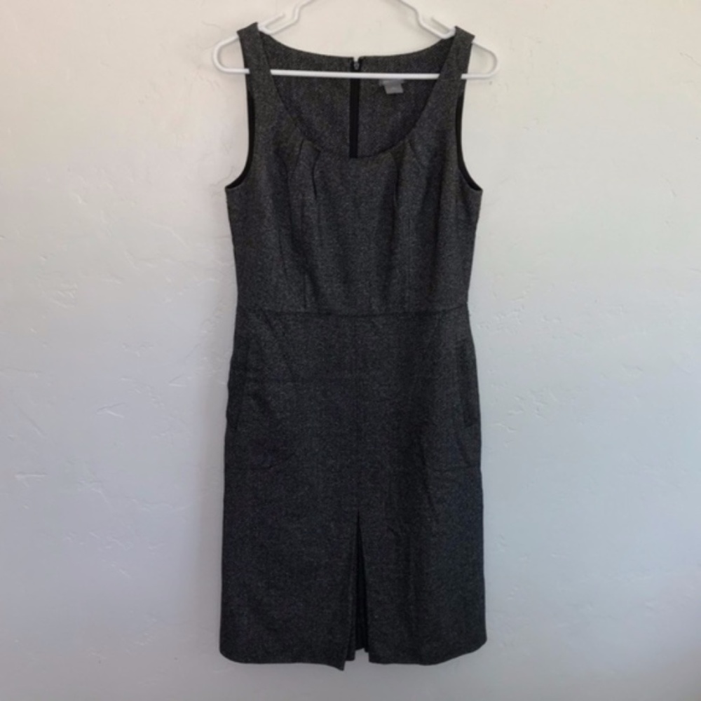Ann Taylor Dark Gray Tweed Herringbone Dress 4
